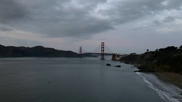 Golden Gate Bridge with Baker Beach Aerial Time-lapse