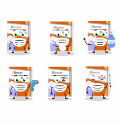 A picture of history books cartoon design style keep staying healthy during a pandemic