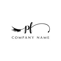 Fototapeta initial PF logo handwriting beauty salon fashion modern luxury letter obraz