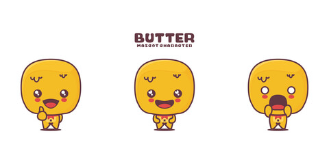 vector butter cartoon mascot, with different expressions