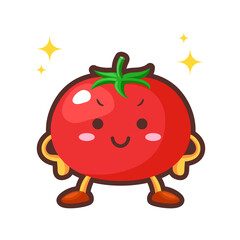 得意気な顔のかわいいトマトのキャラクターのイラスト