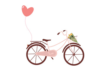 Fototapeta na wymiar pink bicycle, vintage retro bike for valentine's day