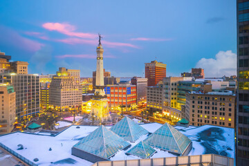 Downtown Indianapolis skyline cityscape of Indiana in USA