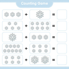 Counting game, count the number of Snowflake and write the result. Educational children game, printable worksheet, vector illustration