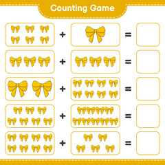 Counting game, count the number of Ribbon and write the result. Educational children game, printable worksheet, vector illustration