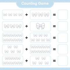 Counting game, count the number of Ribbon and write the result. Educational children game, printable worksheet, vector illustration
