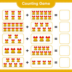 Counting game, count the number of Christmas Bell and write the result. Educational children game, printable worksheet, vector illustration