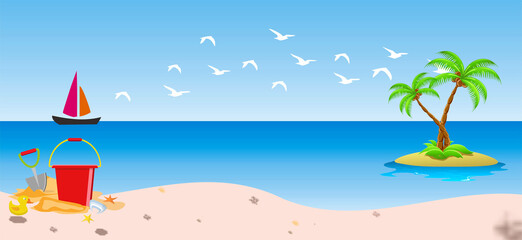 Fototapeta na wymiar Beach Background Vector