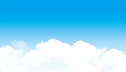 青空に雲が浮かんでるイラスト