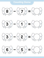 Counting game, count the number of Ribbon and write the result. Educational children game, printable worksheet, vector illustration