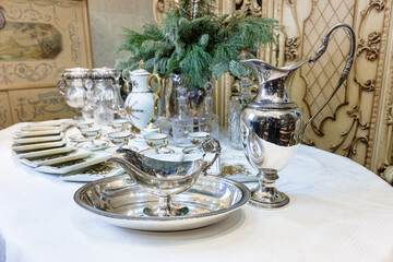 antique table service france 100 years old