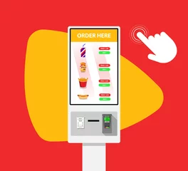 Deurstickers Self-ordering and self payment kiosk for fast food chains, restaurants and retailers. Floor standing © antoniofrancois