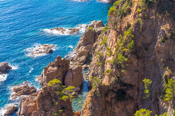 Littoral de la Costa Brava en Espagne près de Tossa de mar