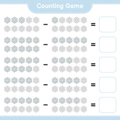 Counting game, count the number of Snowflake and write the result. Educational children game, printable worksheet, vector illustration