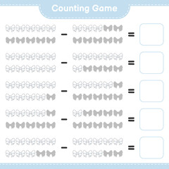 Counting game, count the number of Ribbon and write the result. Educational children game, printable worksheet, vector illustration