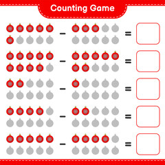 Counting game, count the number of Christmas Ball and write the result. Educational children game, printable worksheet, vector illustration