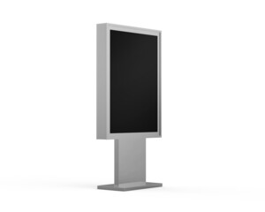WiFi network multi touch floor standing LCD ad display digital signage display touch monitor. 3d render illustration.