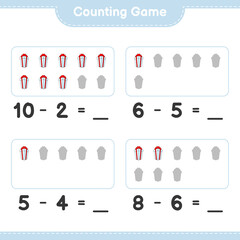 Counting game, count the number of Gift Box and write the result. Educational children game, printable worksheet, vector illustration