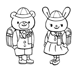 Fototapeta premium 一年生の塗り絵手描きイラスト