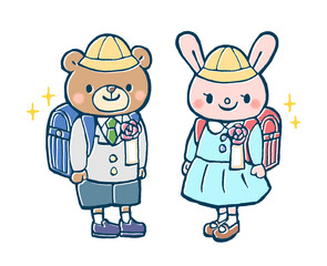 入学式のかわいい手描きイラスト