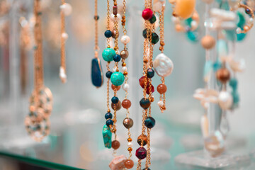 Close up of colorful jewelry