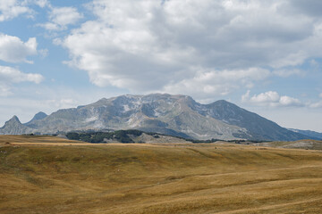 High mountain range rises above a valley in Durmitor National Park