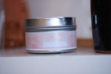 blank Cosmetic cream container close up on a counter