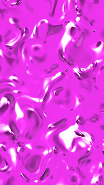 abstract texture of glass surface of pink color. Glossy surface of water. Texture of liquid molten gold. Vertical image. 3D image. 3D rendering.