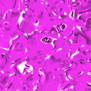 abstract texture of glass surface of pink color. Glossy surface of water. Texture of liquid molten gold. Square image. 3D image. 3D rendering.
