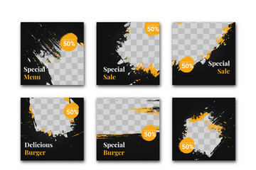 Food menu and restaurant social media banner template