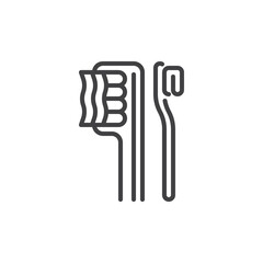 Toothbrush with toothpaste line icon
