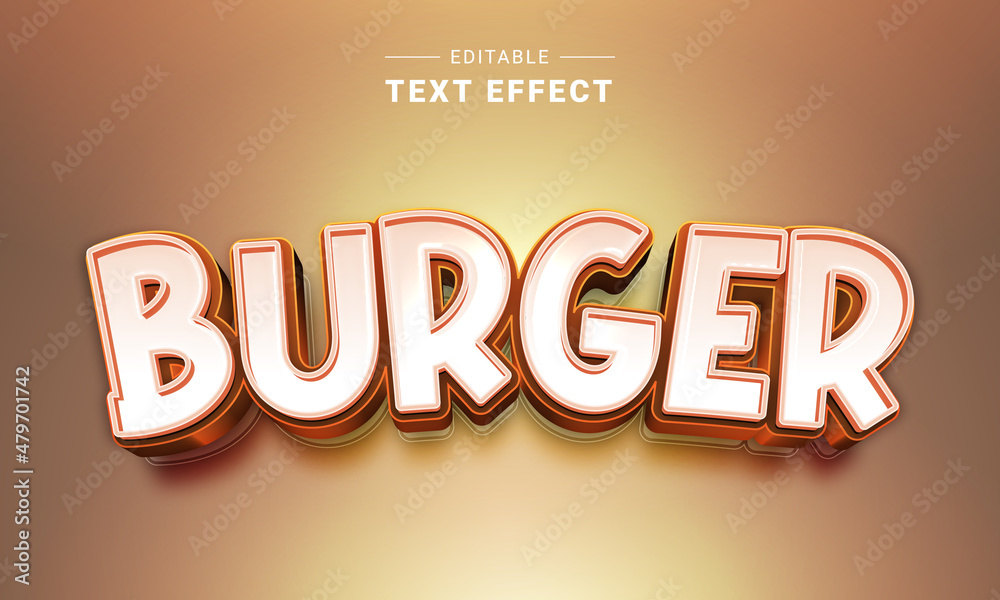 Poster editable text style effect - burger text style theme. graphic style. text effect