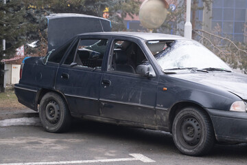 January 08, 2022 Kazakhstan, Almaty. Consequences of riots in the city, destroyed equipment and infrastructure of the city. Consequences of the terrorist attack on the city of Almaty.
