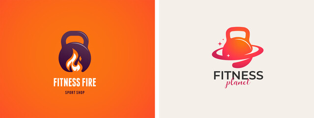 Fitness, Gym, workout and personal trainer logo. Trendy modern style symbol and icon