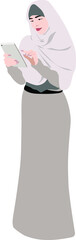 woman in a hijab with a tablet in her hands