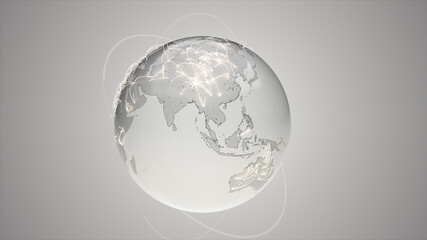 The planet is a transparent view, the continent of Eurasia. 3D illustration