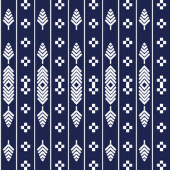 Abstract geometric seamless pattern against navy blue 
background. Vector illustration.