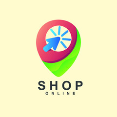 Online shop with cursor click logo design