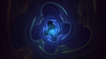 3D rendering abstract blue fractal light background