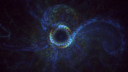 3D rendering abstract blue fractal light background