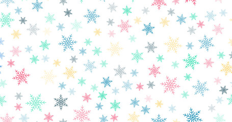 Colors Snowflakes r seamless pattern. Ornament can be used for gift wrapping paper, pattern fills, web page background, surface textures and fabrics.