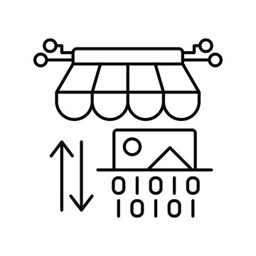 Nft marketplace, purchase sale. Line icon for web design