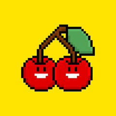 Pixel art cherry character