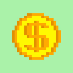 Golden coin pixel art