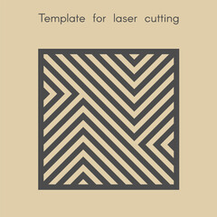 Template for laser cutting. Stencil for panels of wood, metal. Geometric pattern. Decorative stand. Square background for cut.