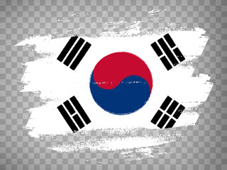 Flag South Korea brush stroke background.  Flag Republic of Korea on transparent background your web site design, app, UI.  South Korea.  EPS10.