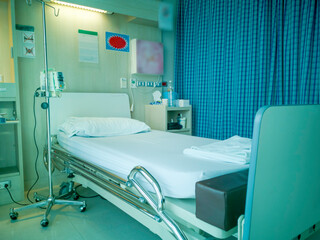 Hospital beds and medical equipment  in the hospital ward.soft focus.shallow focus effect.