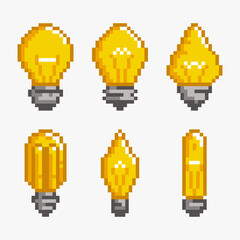 Pixel art light bulb set