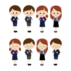 小学校へ入学する笑顔の子ども達