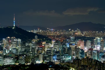 Foto op Aluminium Beautiful night view of Seoul city. 서울, 도시, 야경. © Jacky. Woo